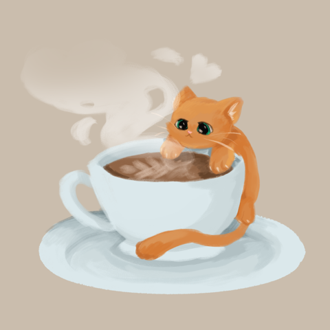 cat's cup of coffee 