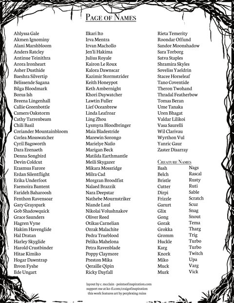 Page of Names