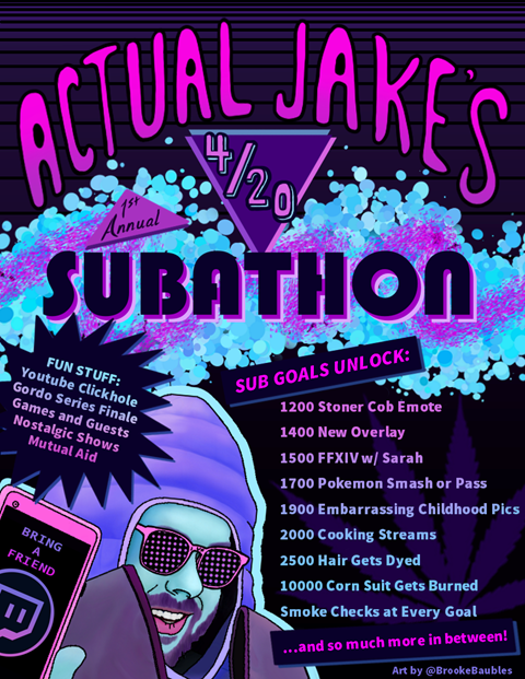 Flyer for ActualJake's Subathon