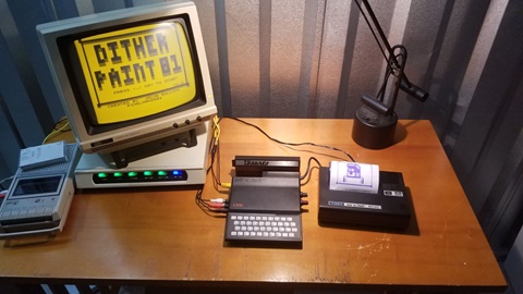 A ZX81 running my program DitherPaint81