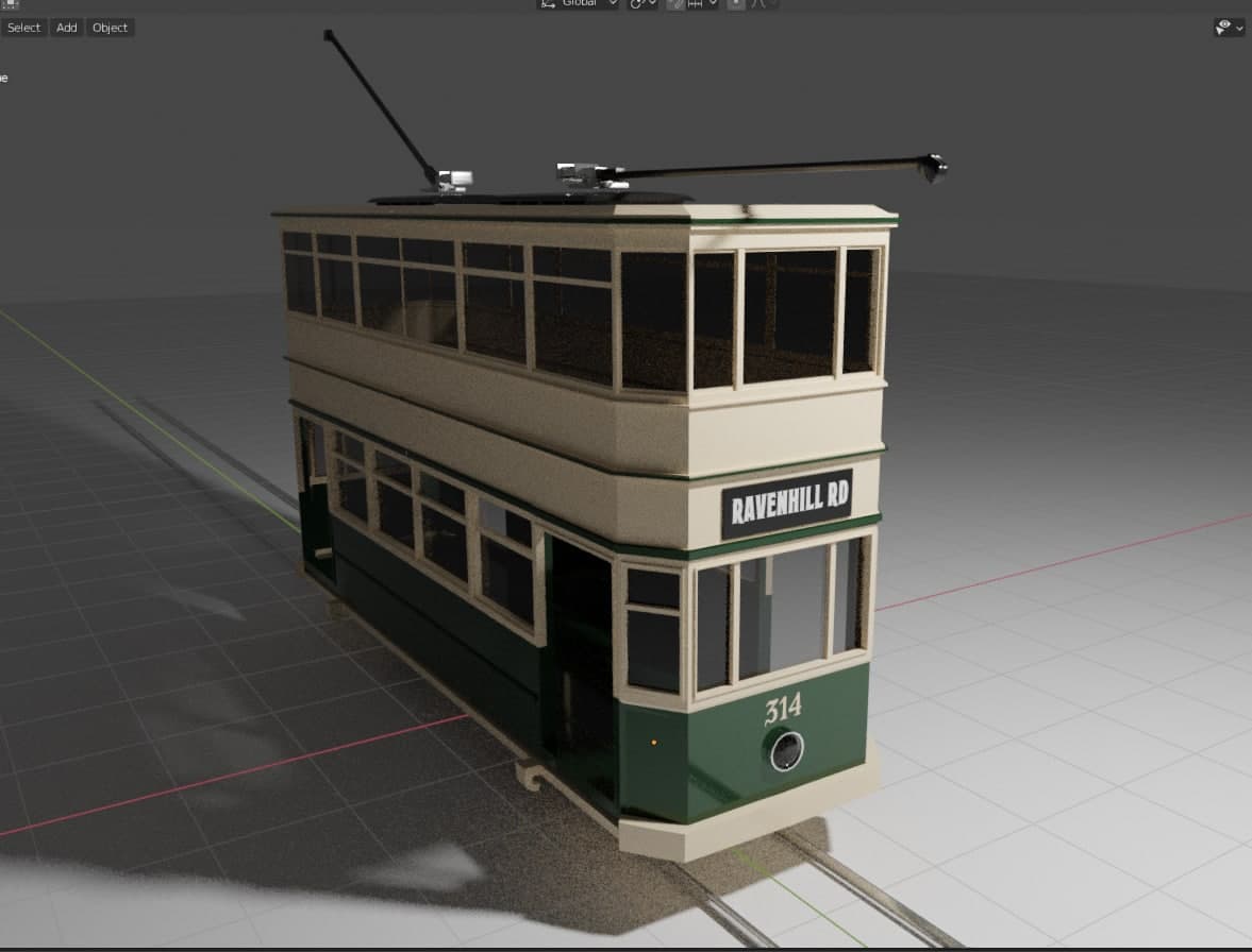3D double decker Belfast tram model