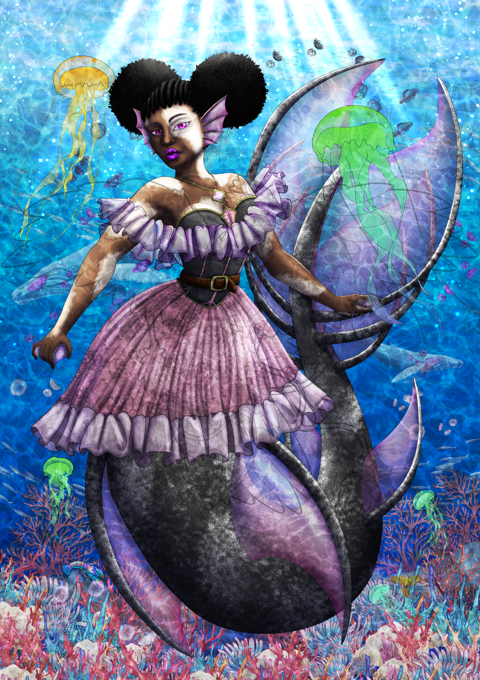 MerMay 2024: Vitiligo Goth Mermaid