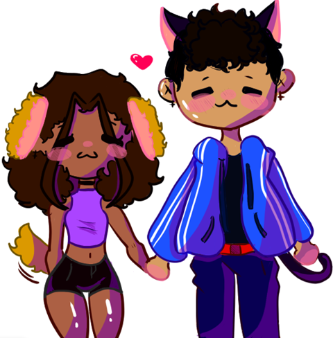Cute chibi drawing of me and my boyfriend :)