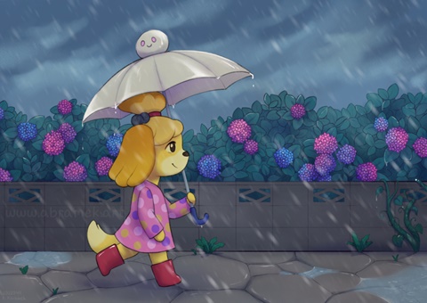 On her way to resident services ☂️