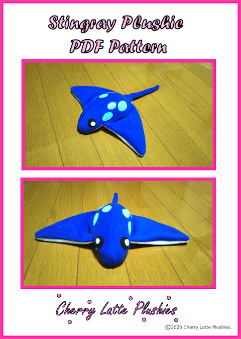 Free Kawaii Stingray Plushie PDF sewing Pattern - CherryLattePlushies's