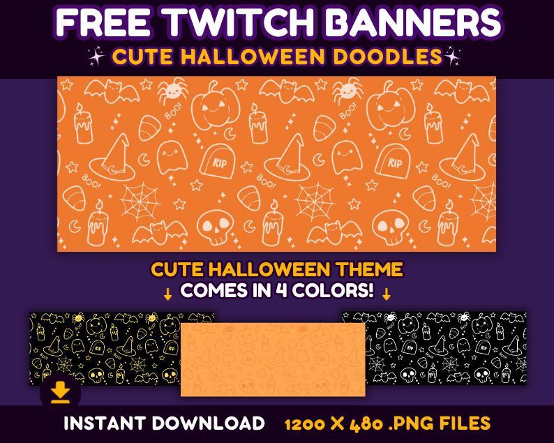 FREE Twitch Banners- Cute Halloween Doodles