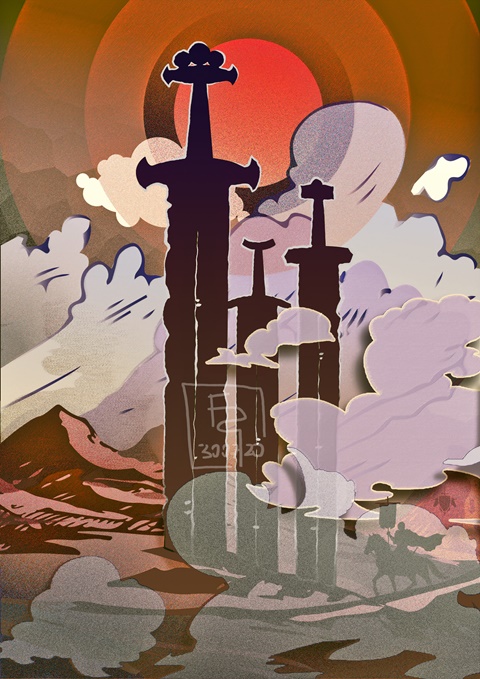 Blood Moon Swords: Vector illustration