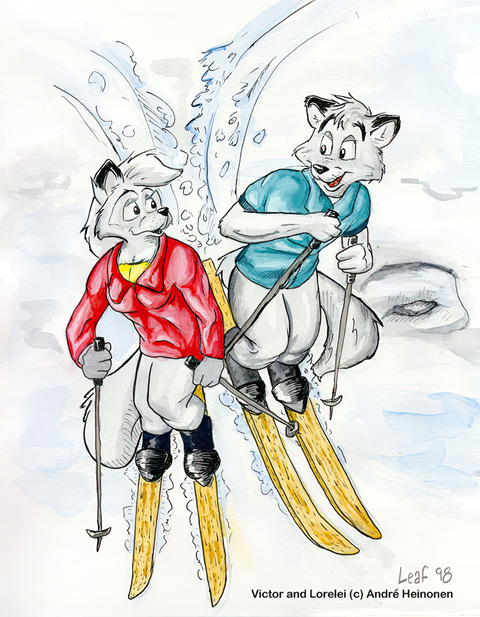 Victor and Lorelei Skiing