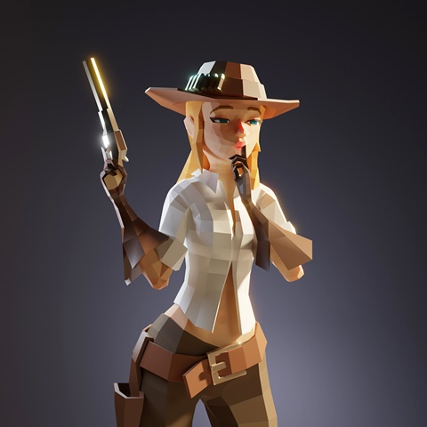 Lowpoly cowgirl: new look
