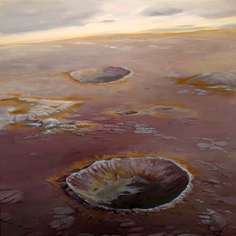 Two Craters, Acrylic on canvas, 80 x 80cm, 2021