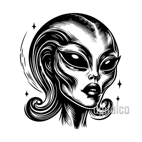 Female Alien Vector Tattoo - Digital Artwork Download - D.Gi.Talco's Ko ...