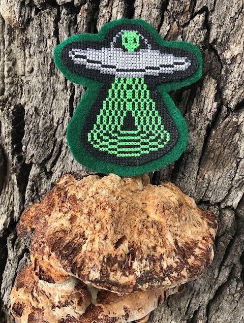 Alien UFO Cross Stitch Patch