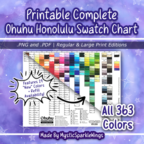 Ohuhu Honolulu Complete Swatch Chart Includes Large Print Option