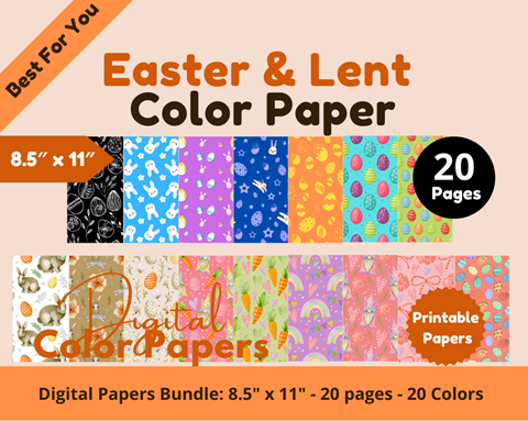 16 Digital Color Papers Mother's Day Color Paper 8.5 x 11