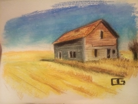 Abandoned House and Wheat Field