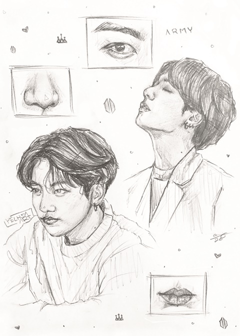 Jungkook Study Sketch Print - yelhsaart's Ko-fi Shop - Ko-fi ️ Where ...