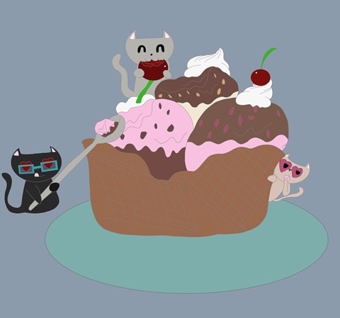 kitties enjoying ice cream