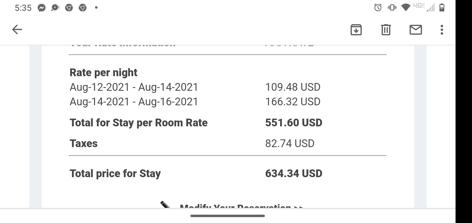 Proof of cost for the motel 