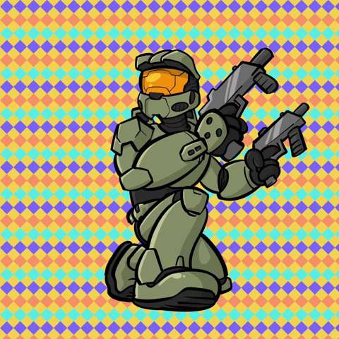 Halo Master Chief in rubber hose style