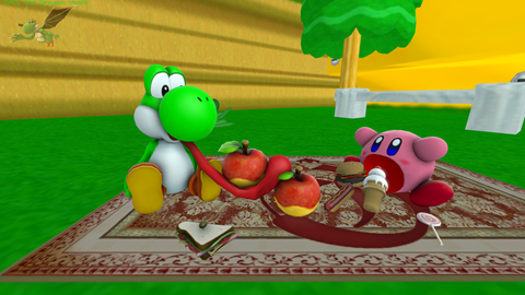 [COMMISSION] - Kirby and Yoshi Picnic