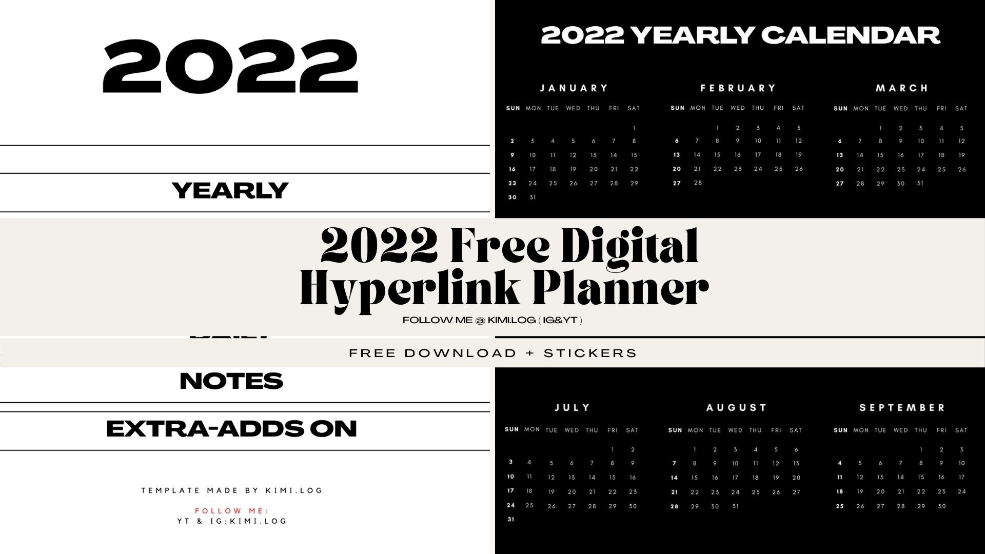 Free 2022 Hyperlink Digital Planner + Stickers ✨