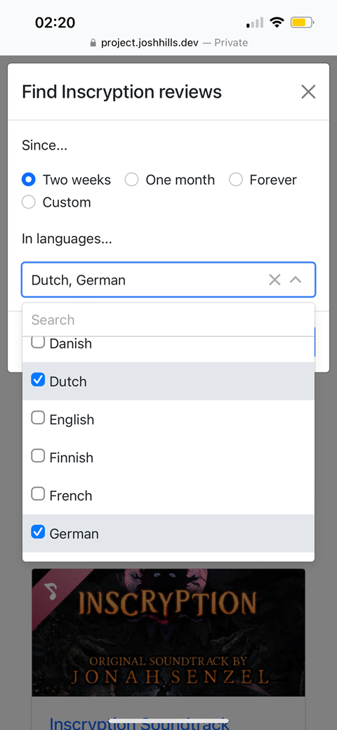 Selecting a language prior to exploring