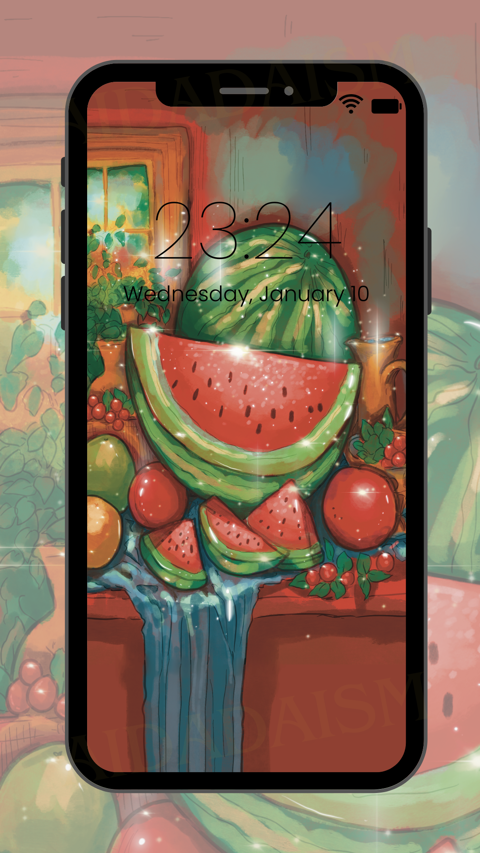 Watermelons by the Window - Phone Wallpaper