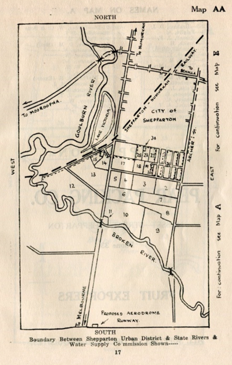 Shepparton CBD map 1954