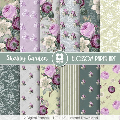 Vintage Flowers Digital Paper 8.5 x 11 Floral scrapbook paper pages By  DigitalPrintableMe