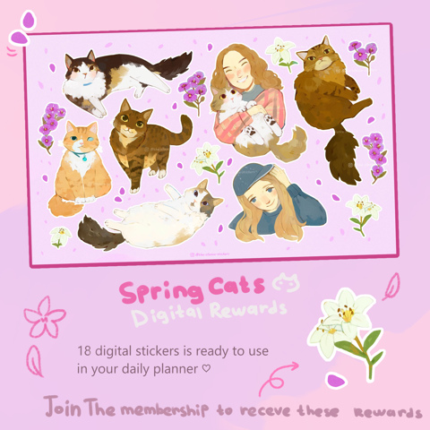 Spring cat's for your digital planner