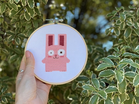 Freezer Bunny Cross Stitch Piece