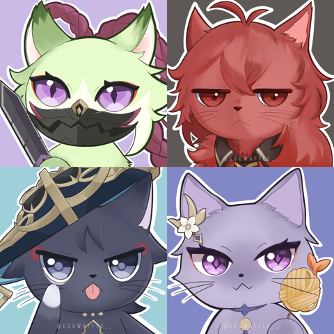 Genshin Impact | FREE TO USE GENSHIN MEOW EMOTES / STICKERS | KUKI ...