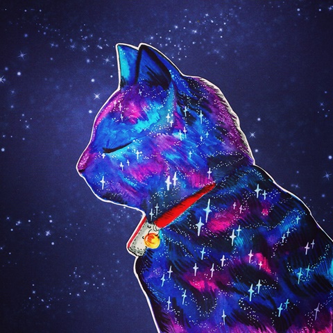 Galaxy Cat Portrait