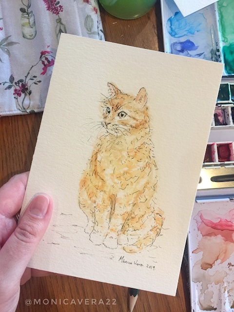 watercolor cat card