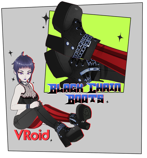 VRoid Black Chain Boots - AcidicDoll's Ko-fi Shop - Ko-fi ️ Where ...