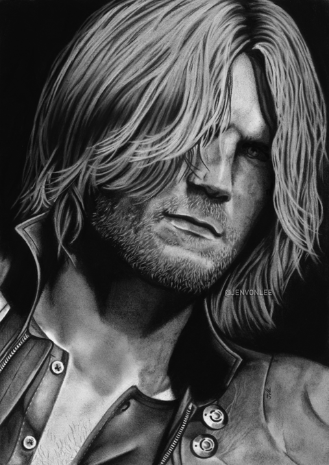 Dante from Devil May Cry 5 in charcoal, for Drea