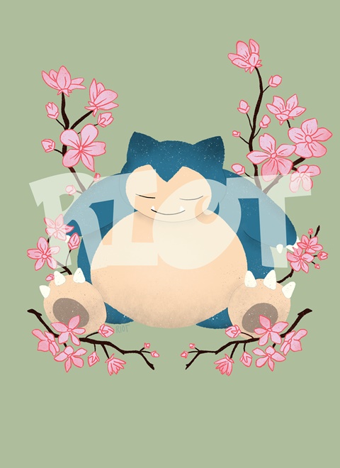 Snorlax Cherry Blossoms Print - ReadTheRiot's Ko-fi Shop - Ko-fi ️ ...