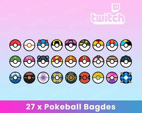 Poke Balls Twitch Sub / Cheer Badges Pixel Art - seaosaur's Ko-fi Shop