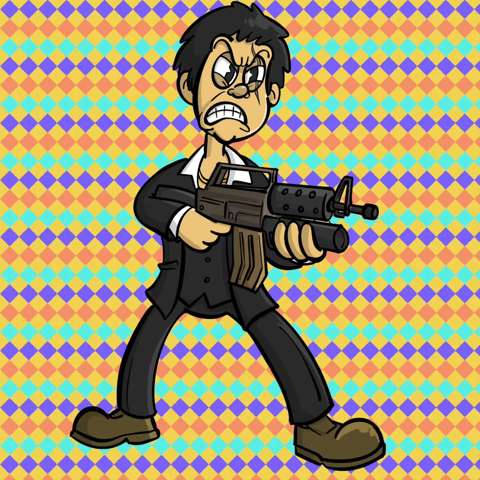 Scarface in rubber hose cartoon style 