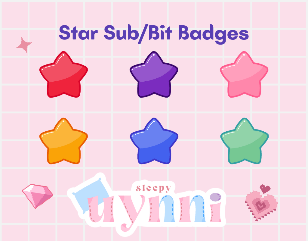 FREE Star Themed Sub Badges | Bit Badges | Emotes - Uynni (´｡• ᵕ ...