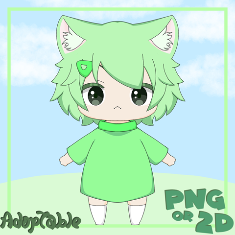 [Adoptable] Small Green Neko - Koharipuff's Shop's Ko-fi Shop - Ko-fi ️ ...