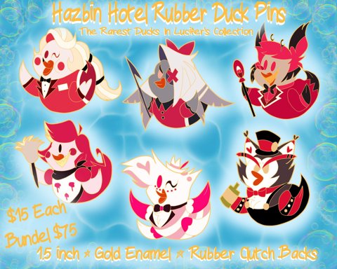 Hazbin Hotel Rubber Duck Pins - Destiny Doodles's Ko-fi Shop - Ko-fi ️ ...