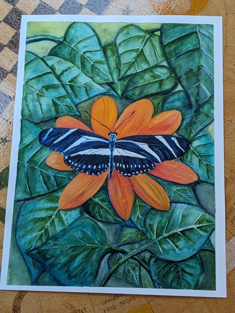 Zebra Butterfly Original Watercolour 