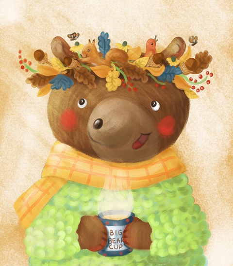 Bear with a cup