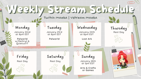 🍣 Stream Schedule for the Week 🍣 