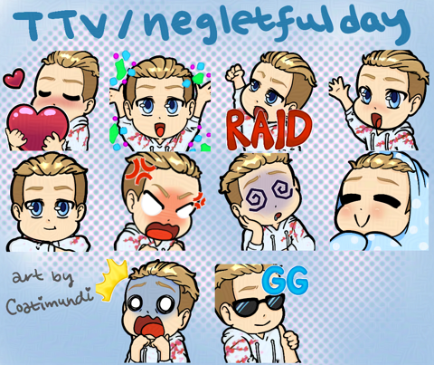 Emotes made for Neglectful day via Twitch