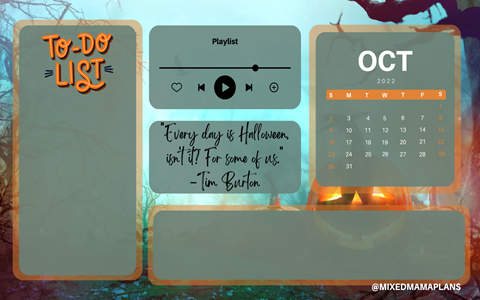 October Halloween Desktop Organizer (freebie)