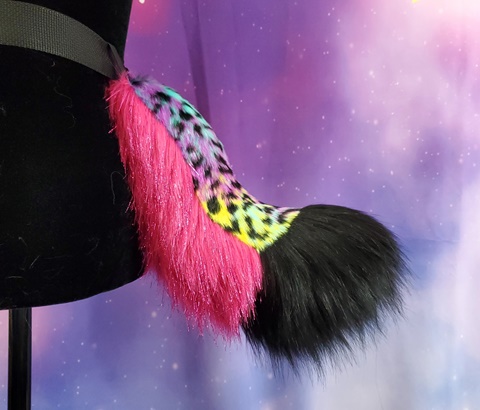 Rainbow and pink sparkle lynx tail