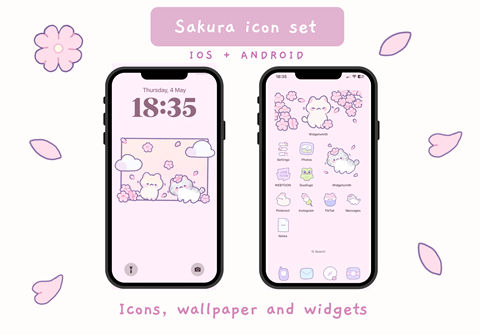 Cute Cats Icon Pack | Phone Theme | iOS & Android - Milkkoyo's Ko-fi Shop