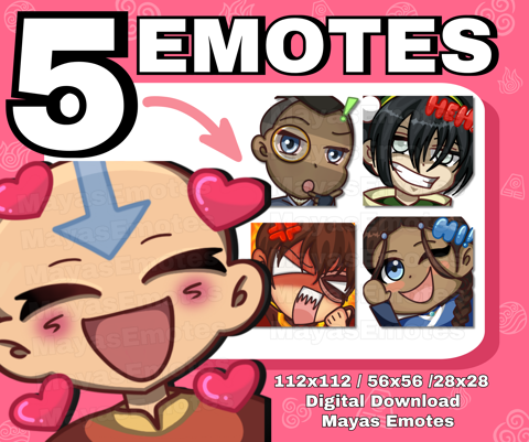 Avatar: The Last Airbender Aang, Toph, Katara, Sokka, Zuko Emote pack ...